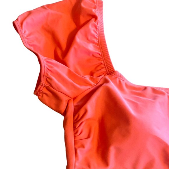 TIME & TRU Womens Plus 3X 24W-26W Peach Glow Halter Puff Sleeve Bikini TOP NWT - Picture 2 of 8